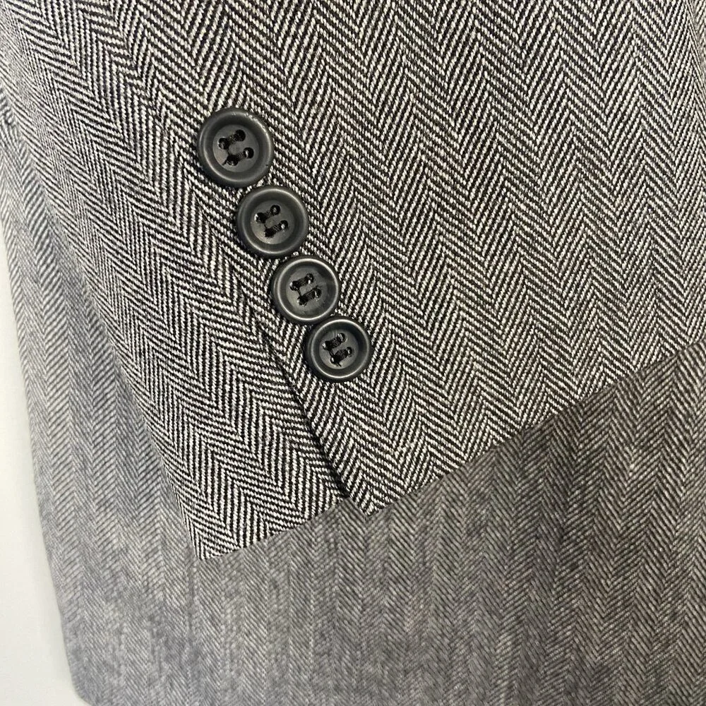 Joseph & Feiss Gold Sport Coat Mens 42 S‎ Lambswool Gray Herringbone Blazer